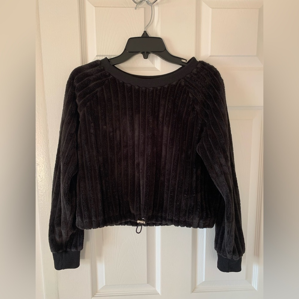 Black fuzzy long sleeve shirt